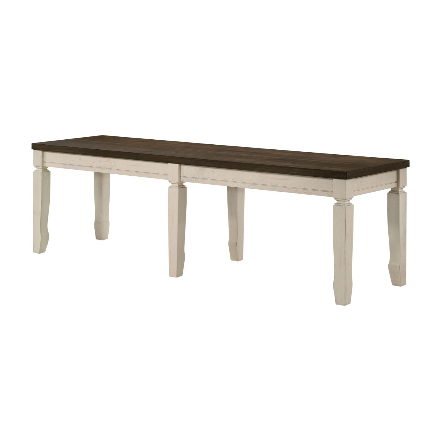 Wood Dining Bench in Weathered Oak and Cream Finish - Overstock - 3572