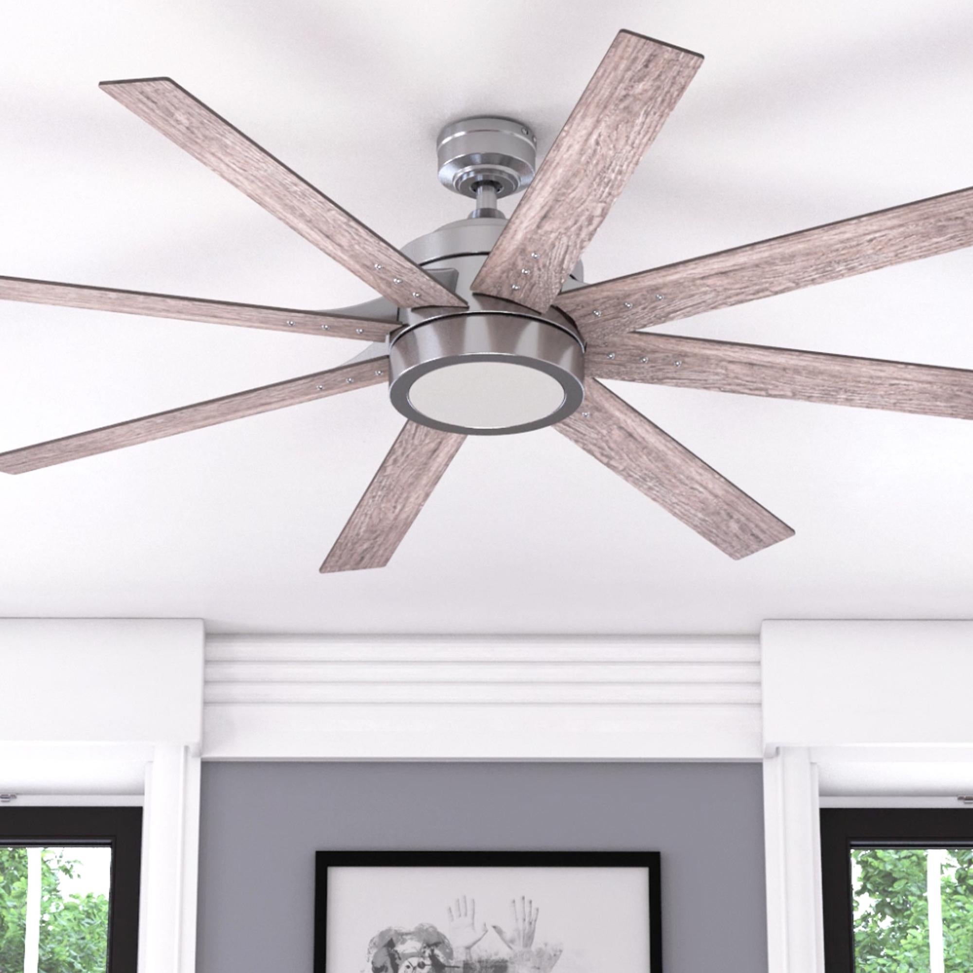 Honeywell Xerxes Brushed Nickel LED Remote Control Ceiling Fan, 8 Blad