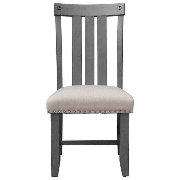 Upholstered Dining Chairs with Sliver Nails and Wood Legs, Set of 4 -