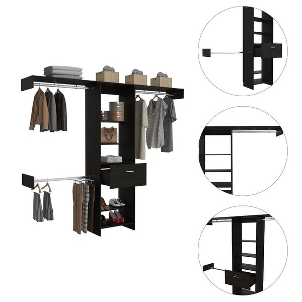 Distinctive Design 1-Drawer 5-Shelf Closet System for Living Room, Ext