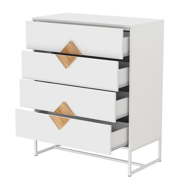 Square Handle Design With 4 Drawers Bedroom Furniture - 31.5*15.75*37.