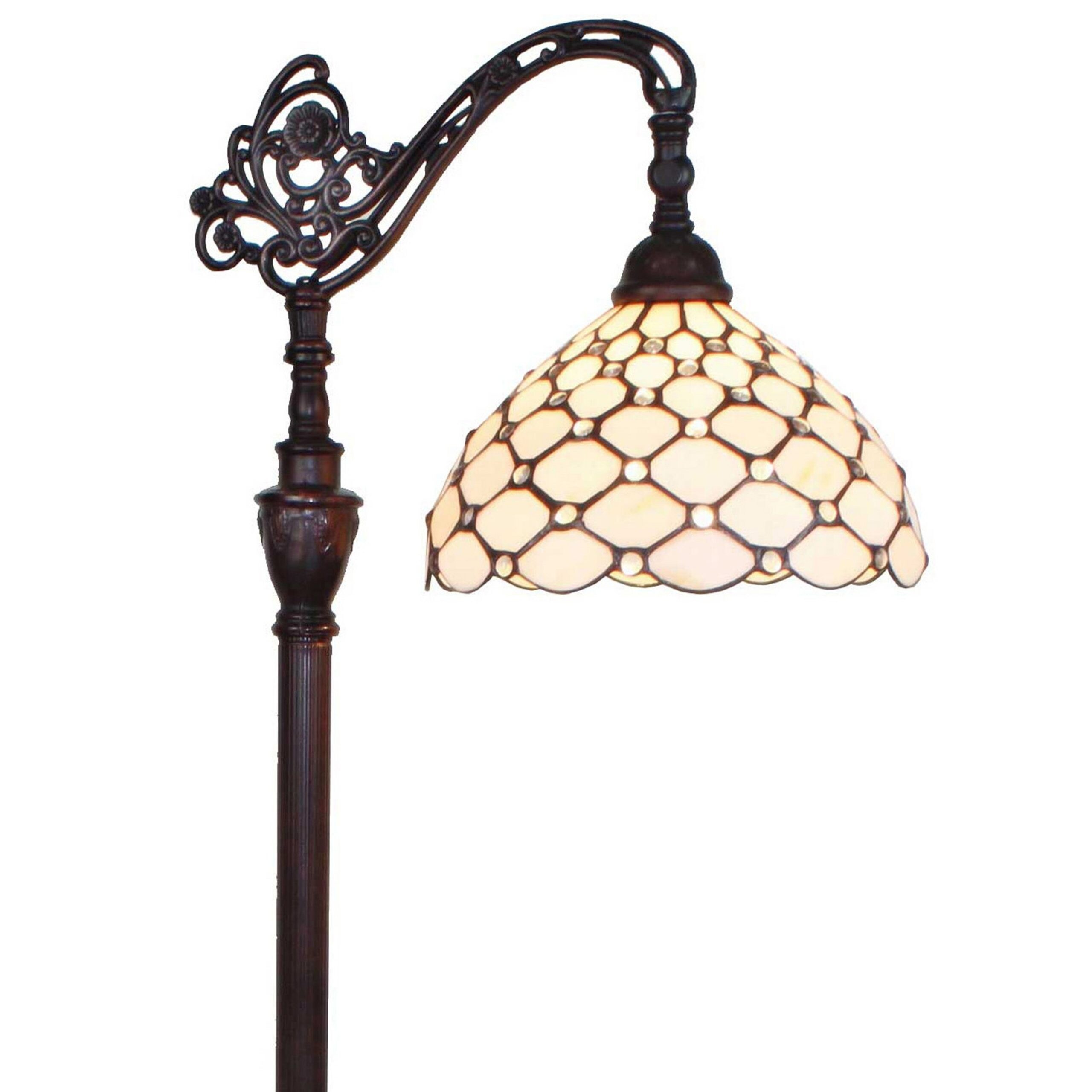 Tiffany Style Jeweled Reading Floor Lamp - 62 Tall - Black - Overstock