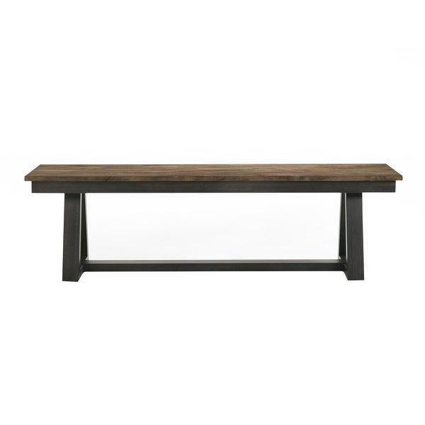 Harper Backless Bench with Trestle-styled Base, Brushed Brown & Pecan