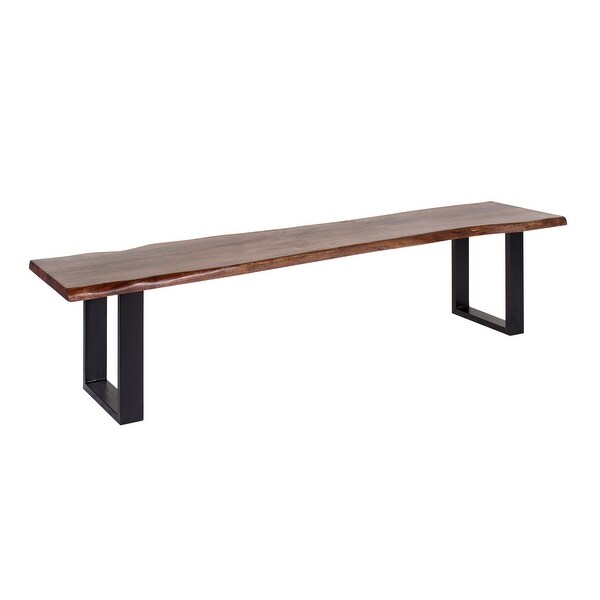 Jessore Handmade Live Edge Acacia Wood & Iron Dining Bench - Overstock