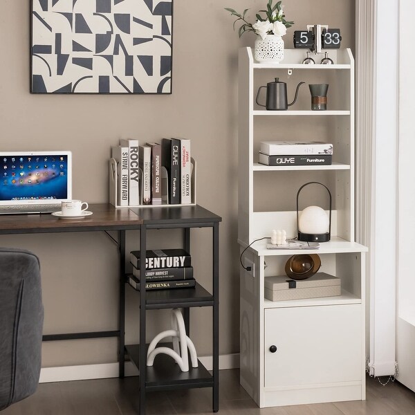 Nightstand with Charging Station - 55 Tall Bedside Table with 6-Level