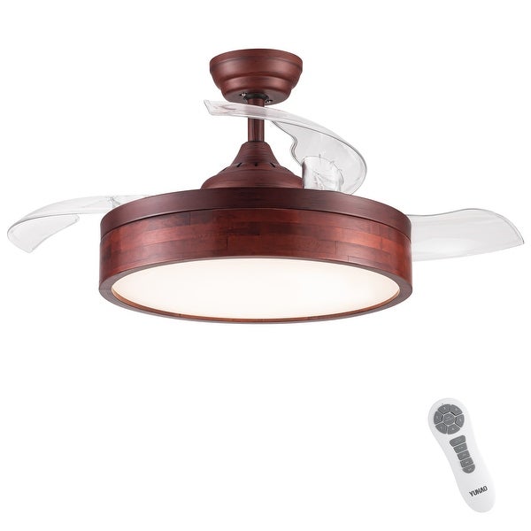 42 in. Black Frame Retractable Ceiling Fan with Remote Control | Overs