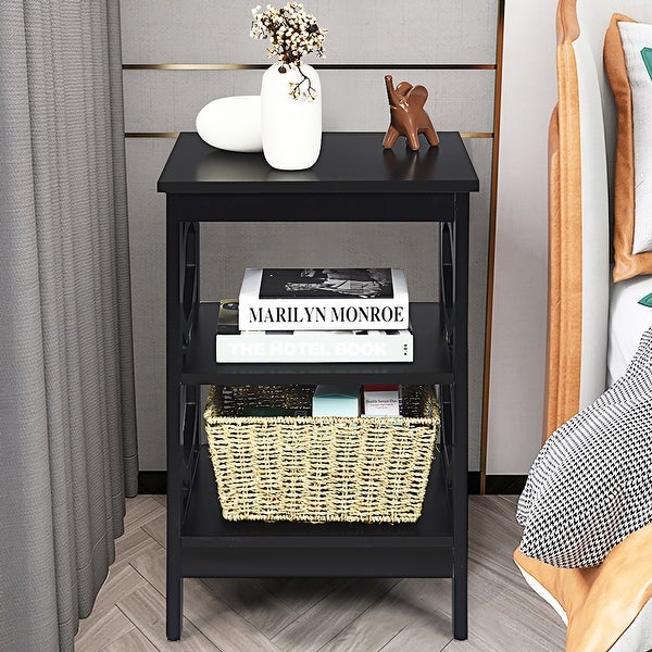 Costway 3-tier Nightstand Sofa Side End Accent Table Storage Display -