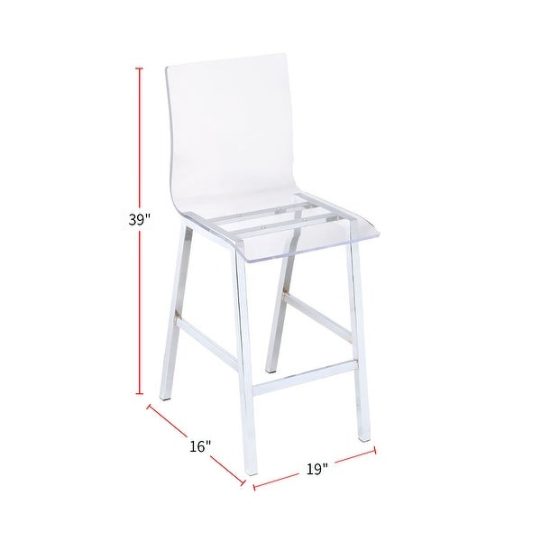 Set of 2 Counter Height Chairs, Clear Acrylic and Chrome - Overstock -