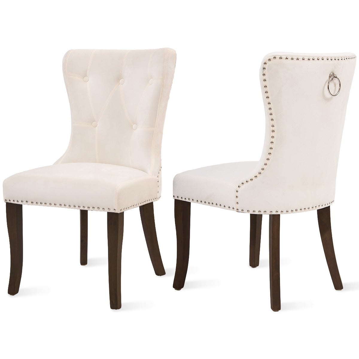 Dining Chair Tufted Armless Chair Upholstered Accent Chair, Set of 2,