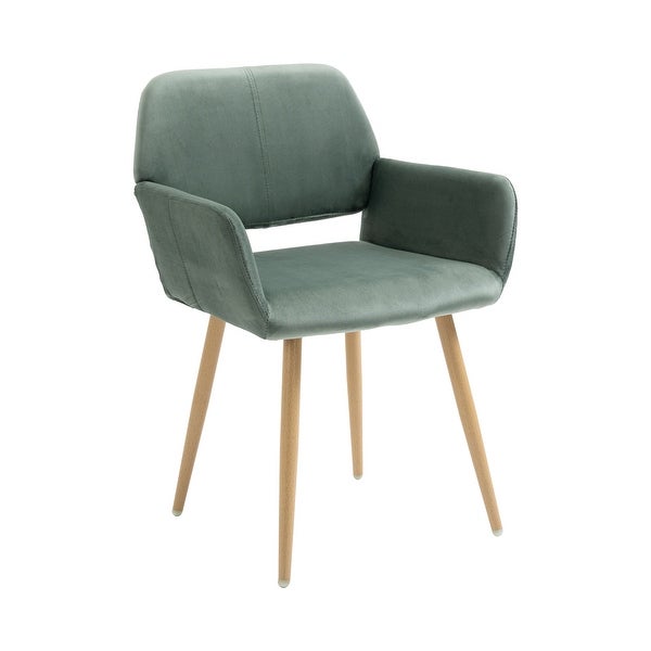 Velet Upholstered Side Dining Chair with Metal Leg(velet+Walnut Wooden