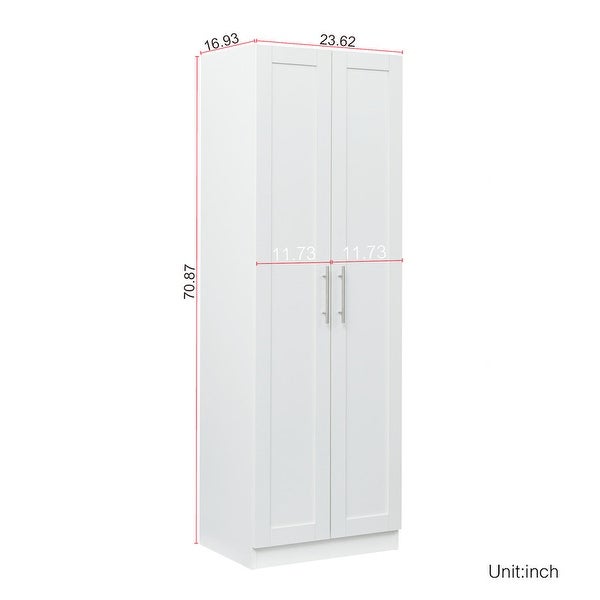 70Height Wood Closet with 2 Door and 4-Tier Inside