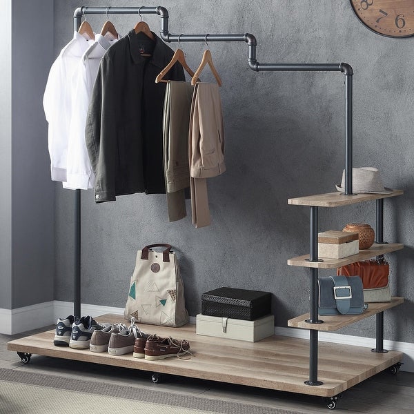 Clothing Rack in Oak and Sandy Gray - - 35722867