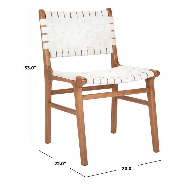 SAFAVIEH Taika White Woven Leather Dining Chair - Overstock - 26517461