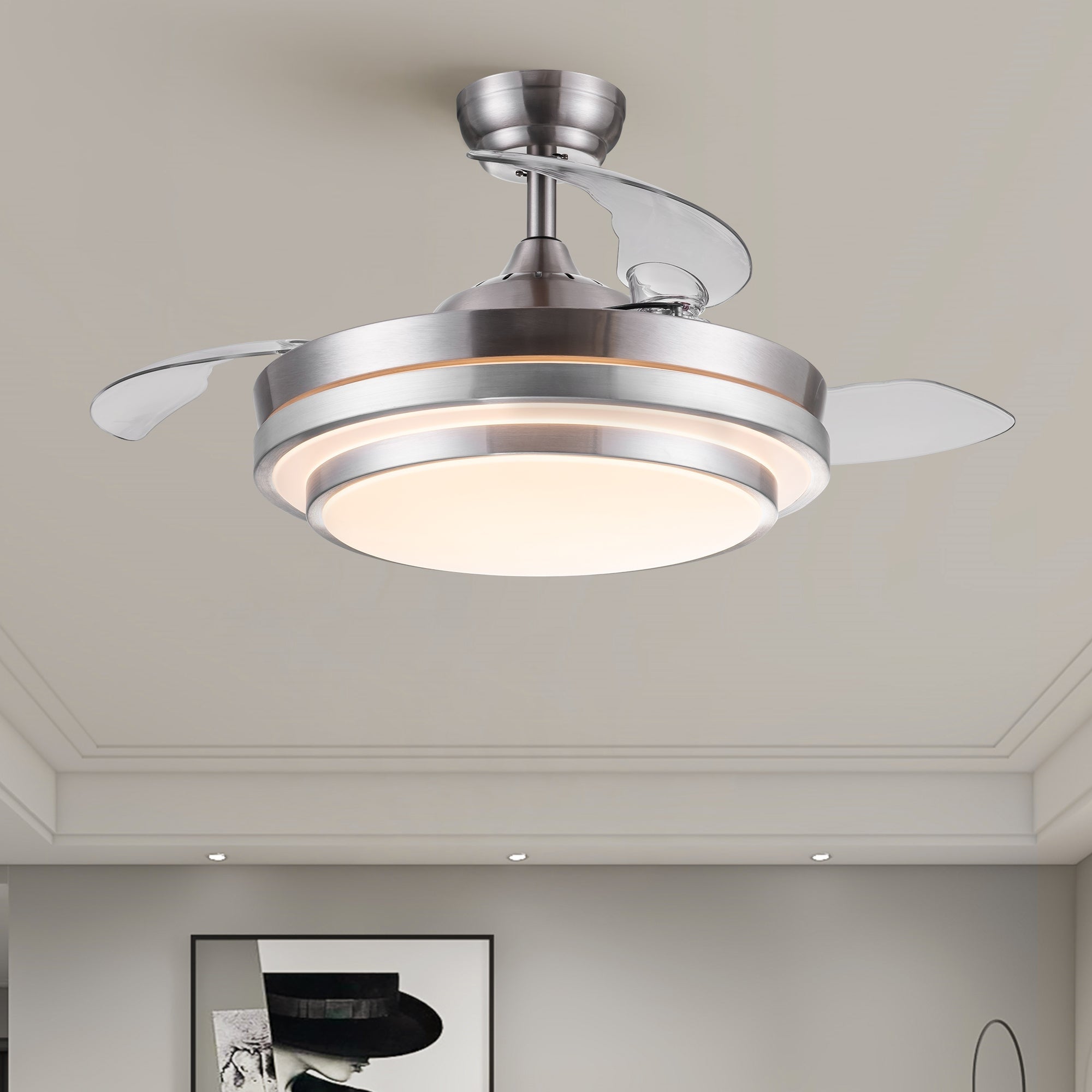 42 Retractable Ceiling Fan Light with Remote Control | Overstock.com S