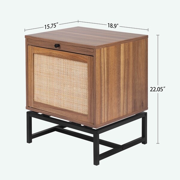 Natural Rattan Door Nightstand - - 37933444