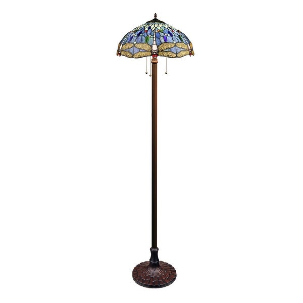 Tiffany-Style Dragonfly Design Dark Bronze Floor Lamp - Dark Bronze -