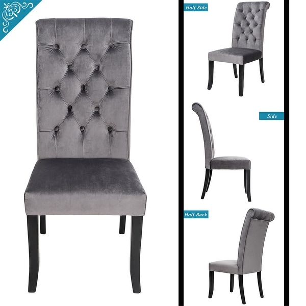 Velvet Dining Tufted Armless Upholstered Accent Chair Set of 2 - Overs