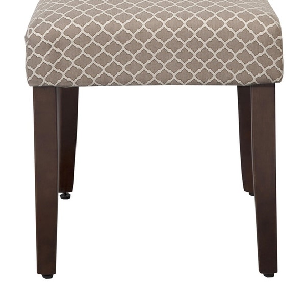 Quatrefoil Diamond Pattern Fabric Upholstered Chair with Wooden Legs,