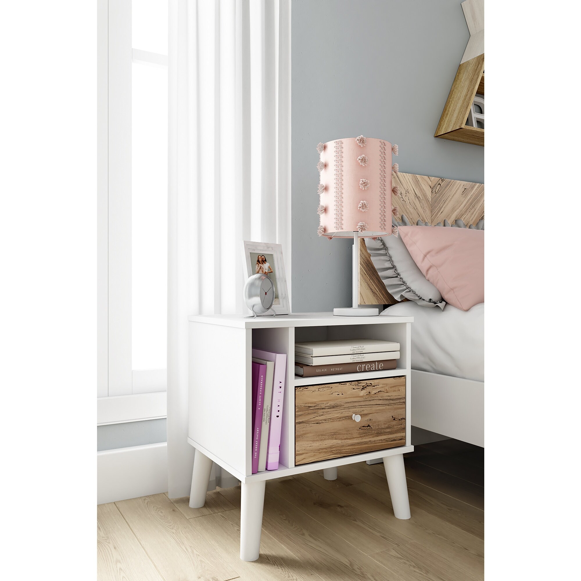 Ashley Furniture Piperton Brown/White Single Drawer Night Stand - - 36