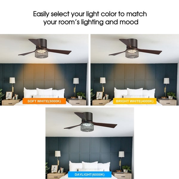 48 Oil-rubbed Bronze Crystal Hugger LED Ceiling Fan with Remote | Over