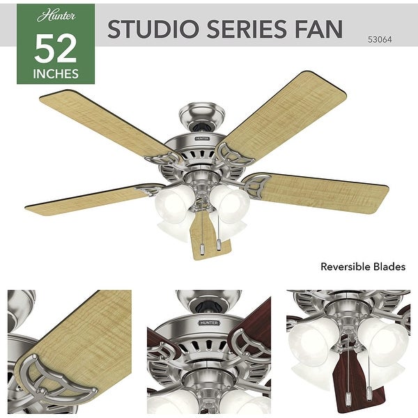 52 inch Studio Series New Bronze Ceiling Fan with LED Light Kit and Pu