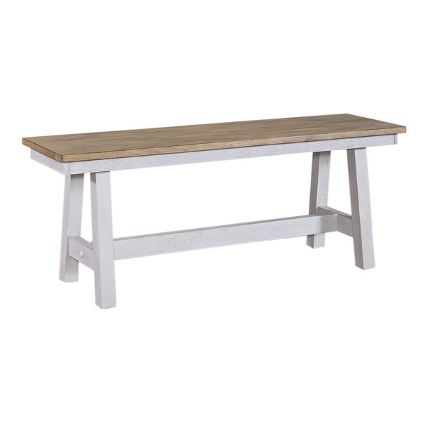 Lindsey Farm Weathered White & Sandstone Backless Bench - Overstock -