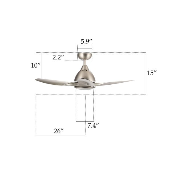 CO-Z 52 3-Blade Contemporary Reversible LED Ceiling Fan with Light Kit