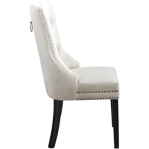 Nikki Cream Velvet Dining Chair (Set of 2) - Overstock - 36297137