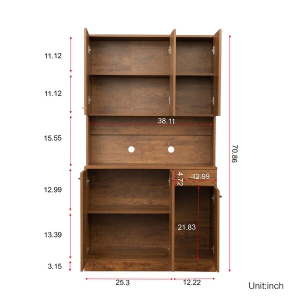 Rustic Farmhouse Tall Wardrobe, Armoire with Shelves, Open Compartment