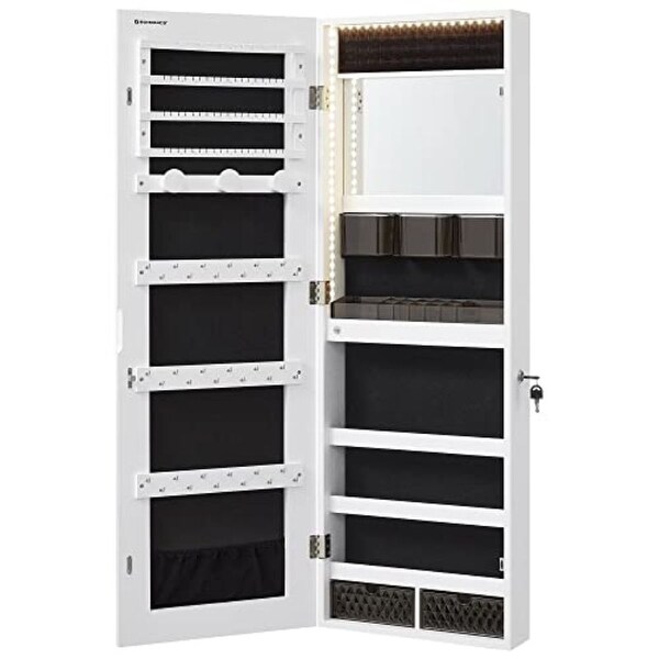 Jewelry Armoire Organizer with LED Lights - White - 14.8L x 3.8