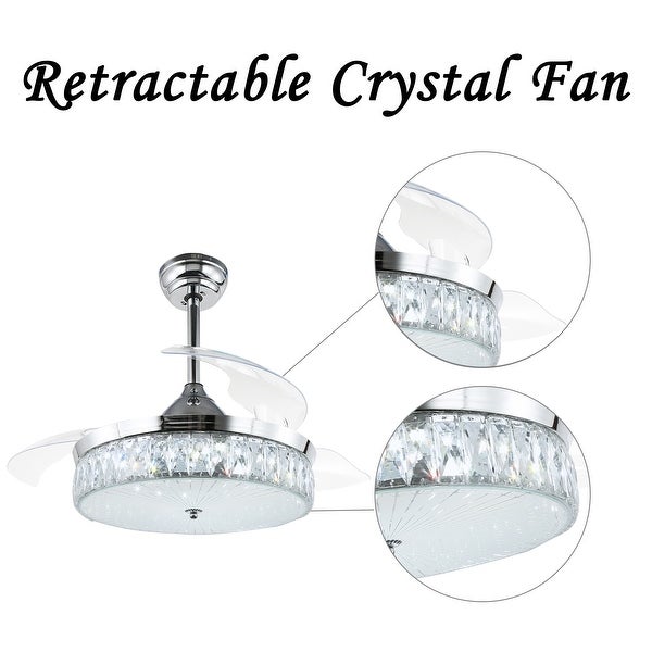 Belladepot 42 Gold Crystal Ceiling Fan with Retractable Blades