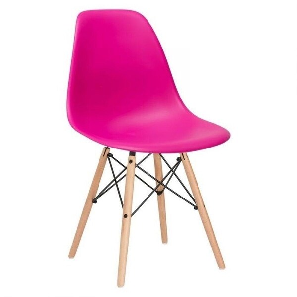 Eiffel Chair with natural wood legs, differents colours, Set of 2. - O