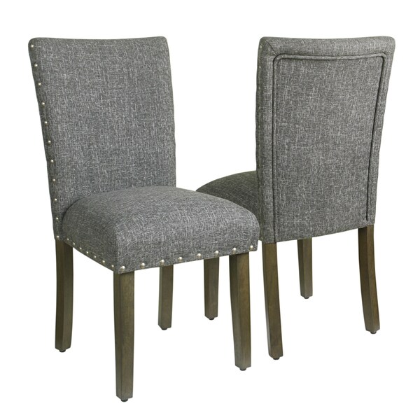 HomePop Classic Parsons Slate Grey Nailhead Trim Chair (Set of 2) - Ov