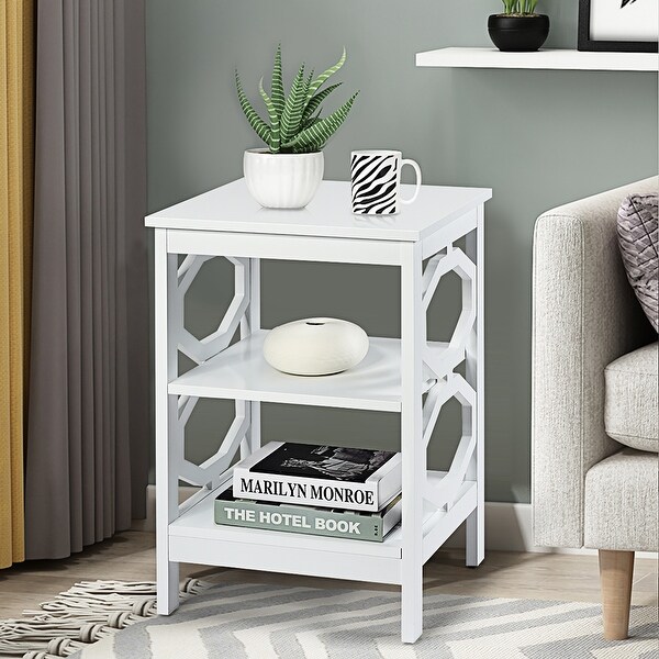 Costway 3-tier Nightstand Sofa Side End Accent Table Storage Display -