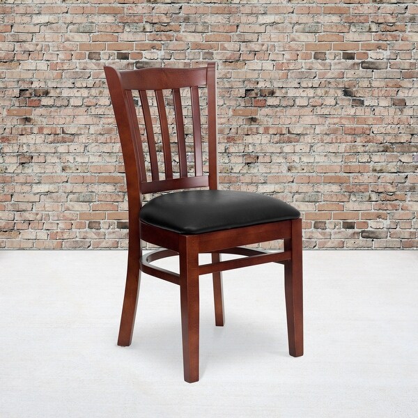 Mahogany Hardwood Slat Back Restaurant Chair - 17.5W x 20.75