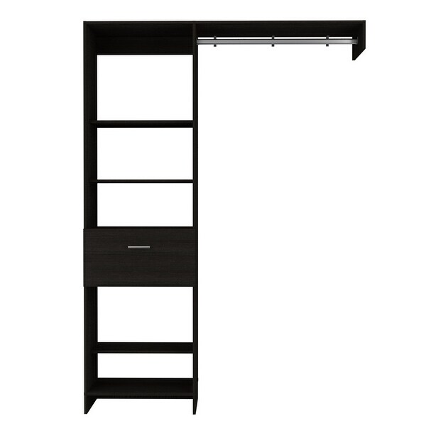 Simple Style Open Wordrob with 4 Shelves and 1 Drawer, Hanging Rob Inc