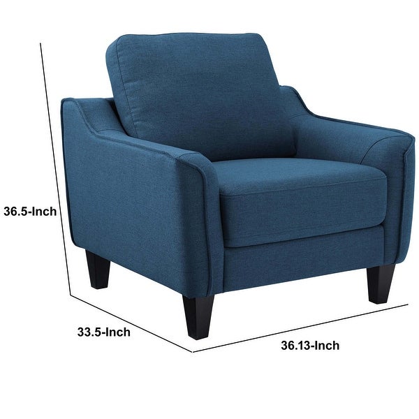 Fabric Upholstered Wooden Chair with Corner Blocked Frame, Blue - 36.5