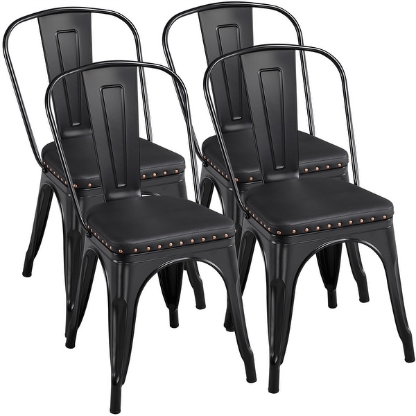 Yaheetech Pack of 4 Metal Dining Chairs for Indoor Outdoor Bistro Cafe