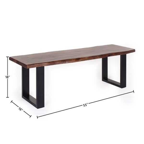 Jessore Handmade Live Edge Acacia Wood & Iron Dining Bench - Overstock