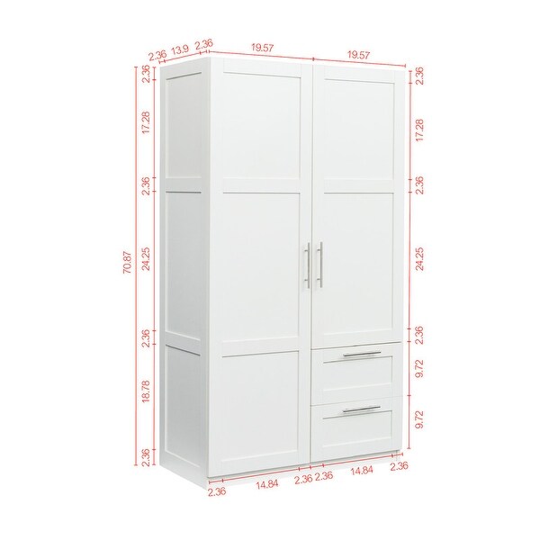 Traditional wooden wardrobe 2 door locker with 2 drawers, adjustable s