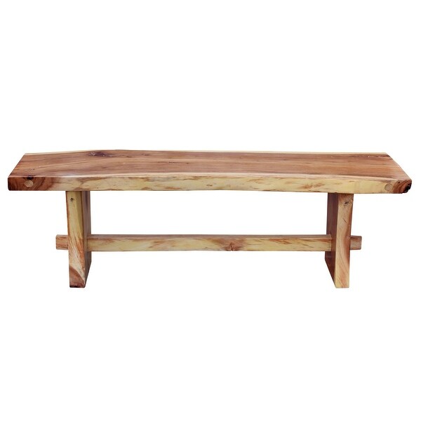 Chic Teak Suar Live Edge Slab Backless Bench approximately 79 long - O