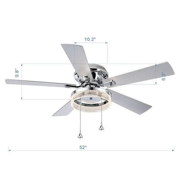 52-IN Chrome LED Ceiling Fan with Light Kit with Pull Chain (5 blade)