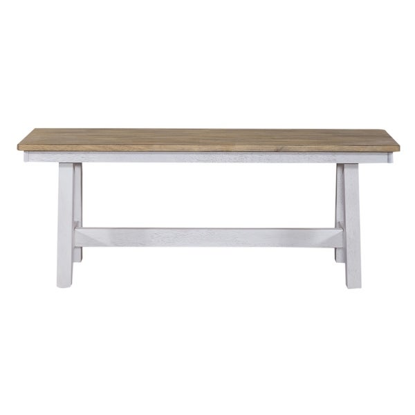 Lindsey Farm Weathered White & Sandstone Backless Bench - Overstock -