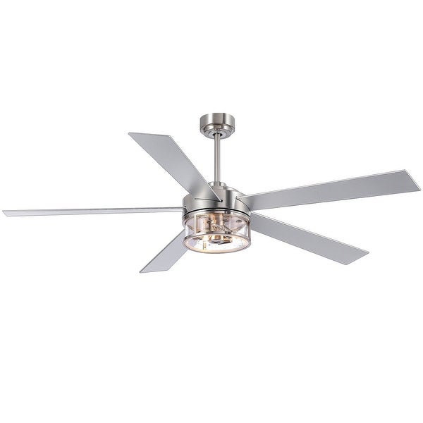 60 In Brushed Nickel Ceiling Fan with Light Remote(5-blade) | Overstoc