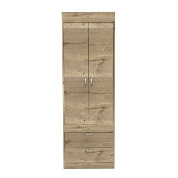 2-Drawer Armoire Smokey Oak and White with Two Bottom Drawers (Each Fr