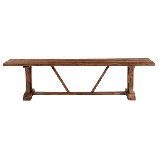 Carson Extotic Solid Sheesham Wood Dining Bench with Trestle Base and