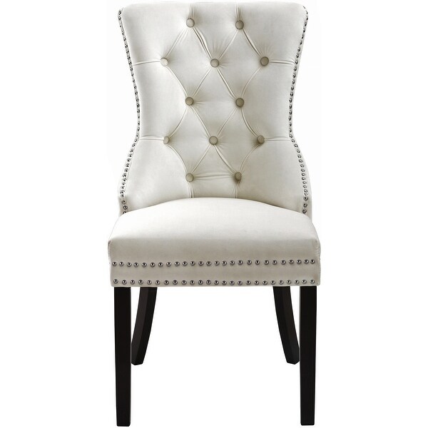 Nikki Cream Velvet Dining Chair (Set of 2) - Overstock - 36297137