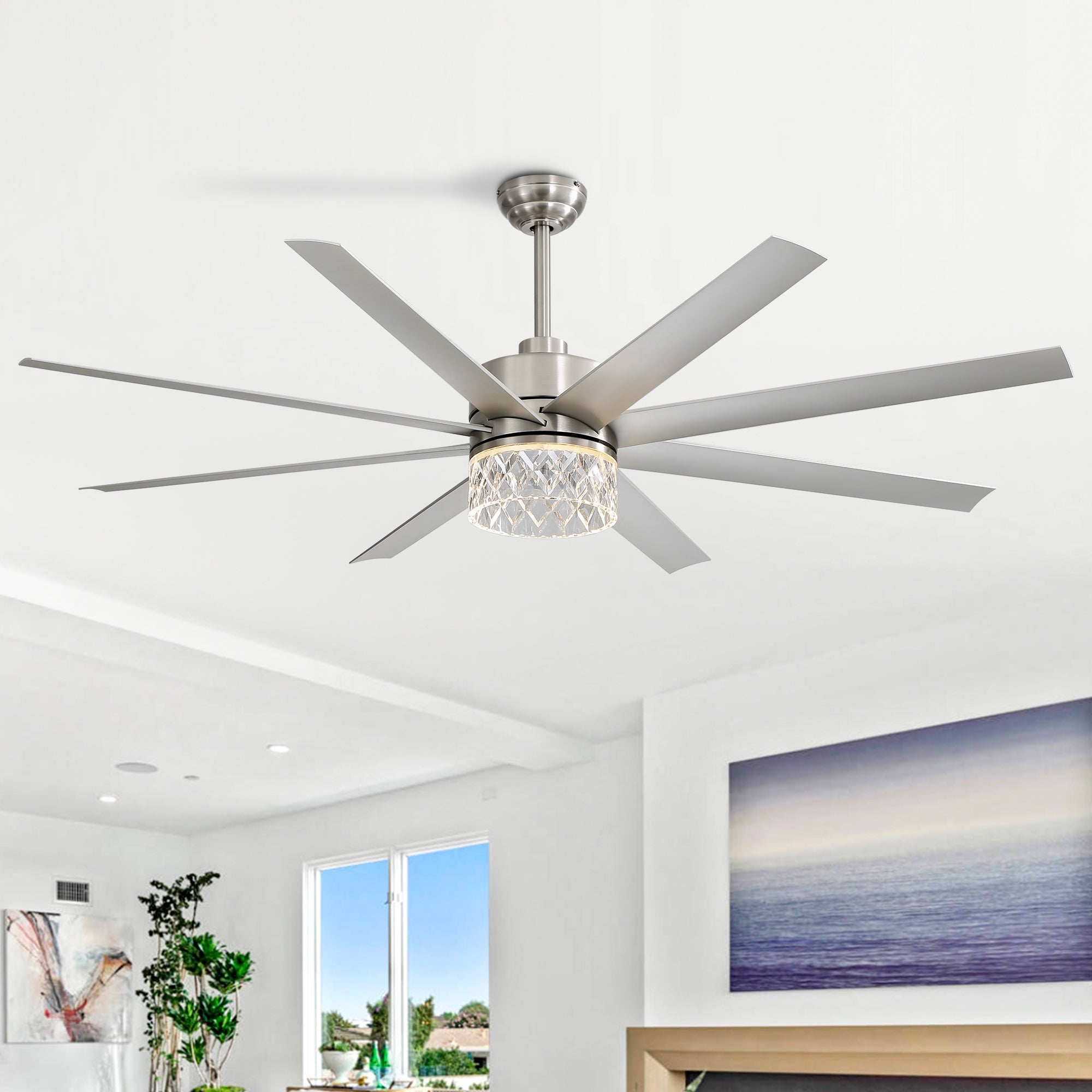 65 In LED Ceiling Fan with Light and Remote Control(Brushed Nickel) |