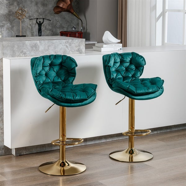 Swivel Velvet Counter Height Adjustable Dining Barstools(Set of 2) - O