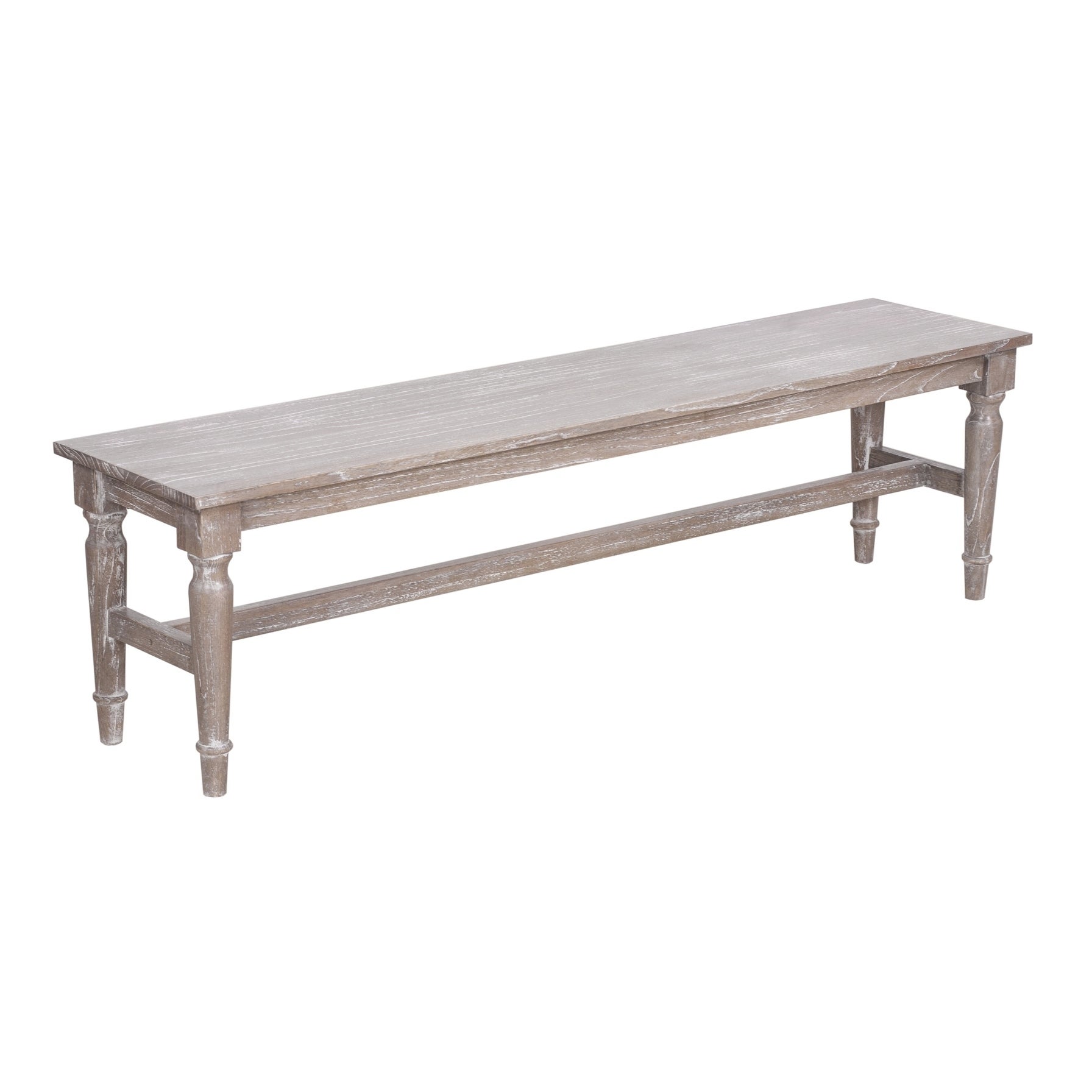 White Washed Mindi Wood Bench - Overstock - 30585288